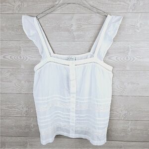 NWT Lucky Brand Flutter Sleeve Eyelet Tank White size XS